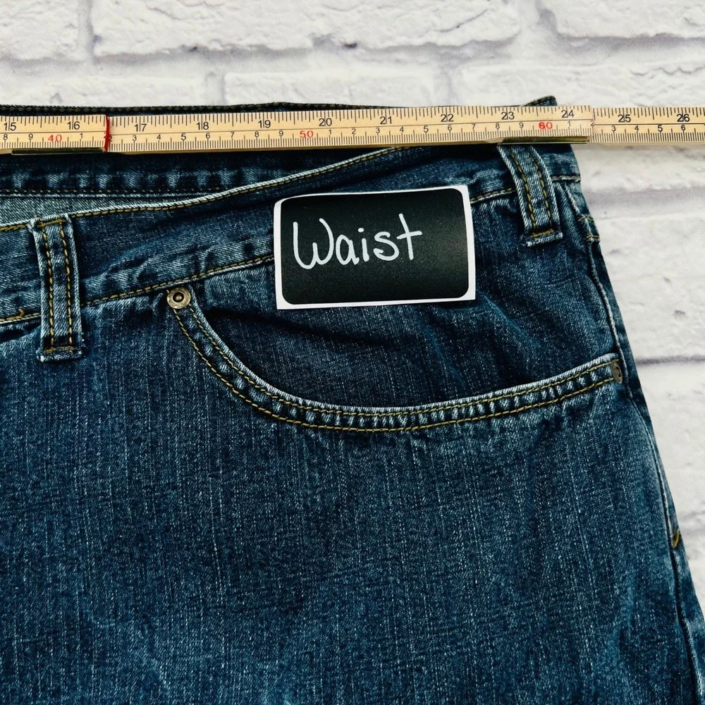 Axist Mens Relaxed Fit Straight Leg Jeans Blue Medium Wash 48x32 Cotton
